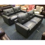 SCS GAINSBOROUGHPAIR OF GREY LEATHER SOFAS