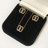 DIAMOND STUD EARRINGS WITH DIAMOND 18CT NECKLACE