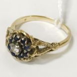 18CT SAPPHIRE & DIAMOND RING SIZE Q