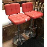 TWO RED BARSTOOLS