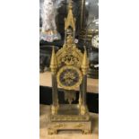 GILT METAL CLOCK WITH PENDULUM - FRENCH MOVEMENT 54CMS (H)