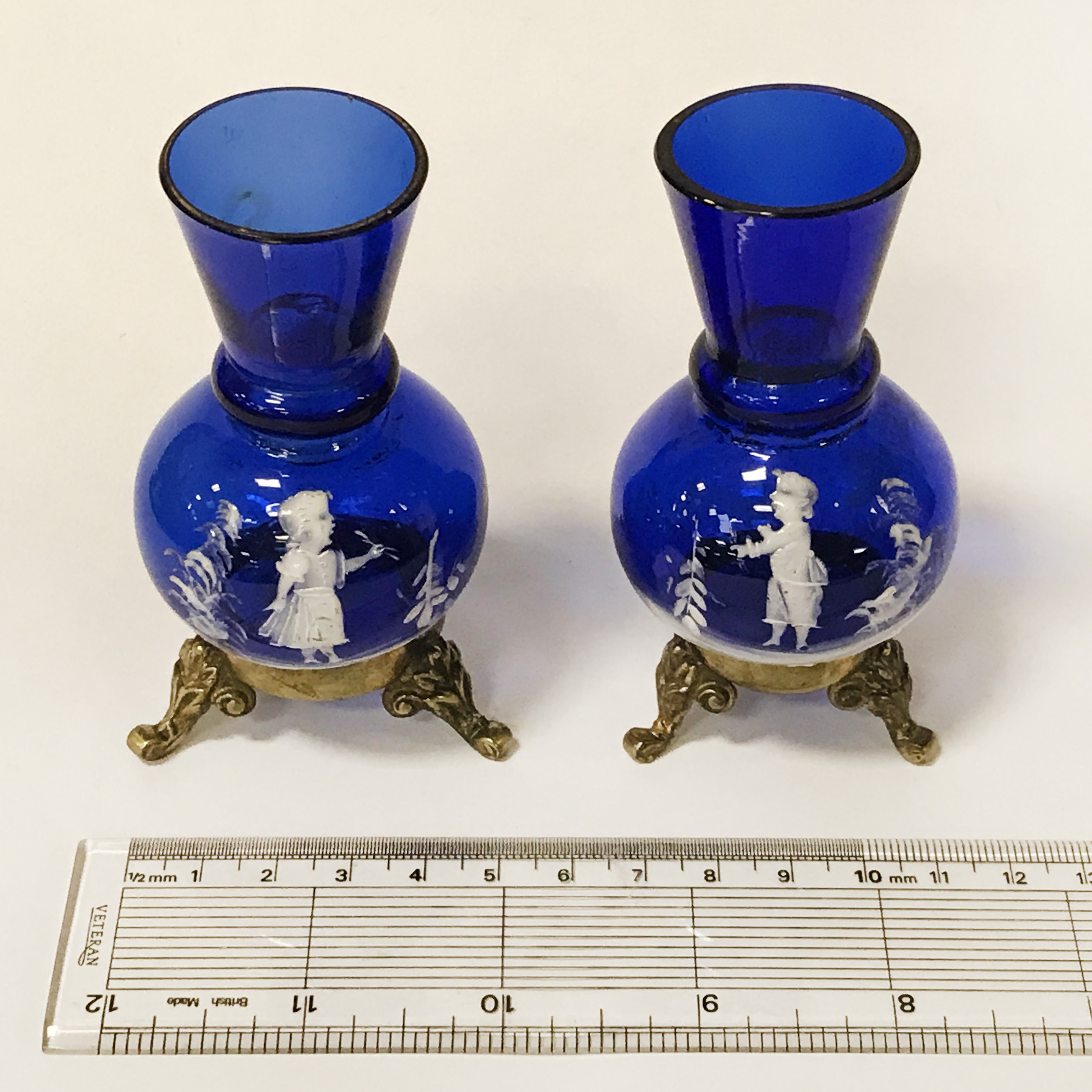 PAIR OF SMALL MARY GREGORY VASES -9.5CMS