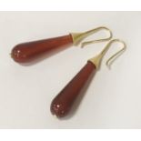 14K GILT SILVER CARNELIAN GEMSTONE TEARDROP EARRINGS