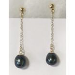 9CT GOLD DROP CHAIN PEARL EARRINGS