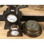 2 MANTLE CLOCKS & BAROMETER