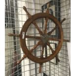 LARGE WOOD SHIPS WHEEL - 90CMS (D)