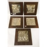 SET OF 5 ''SERENGETI'' SERIES WILDLIFE PLAQUES IN STERLING SILVER BY ANTHONY JONES