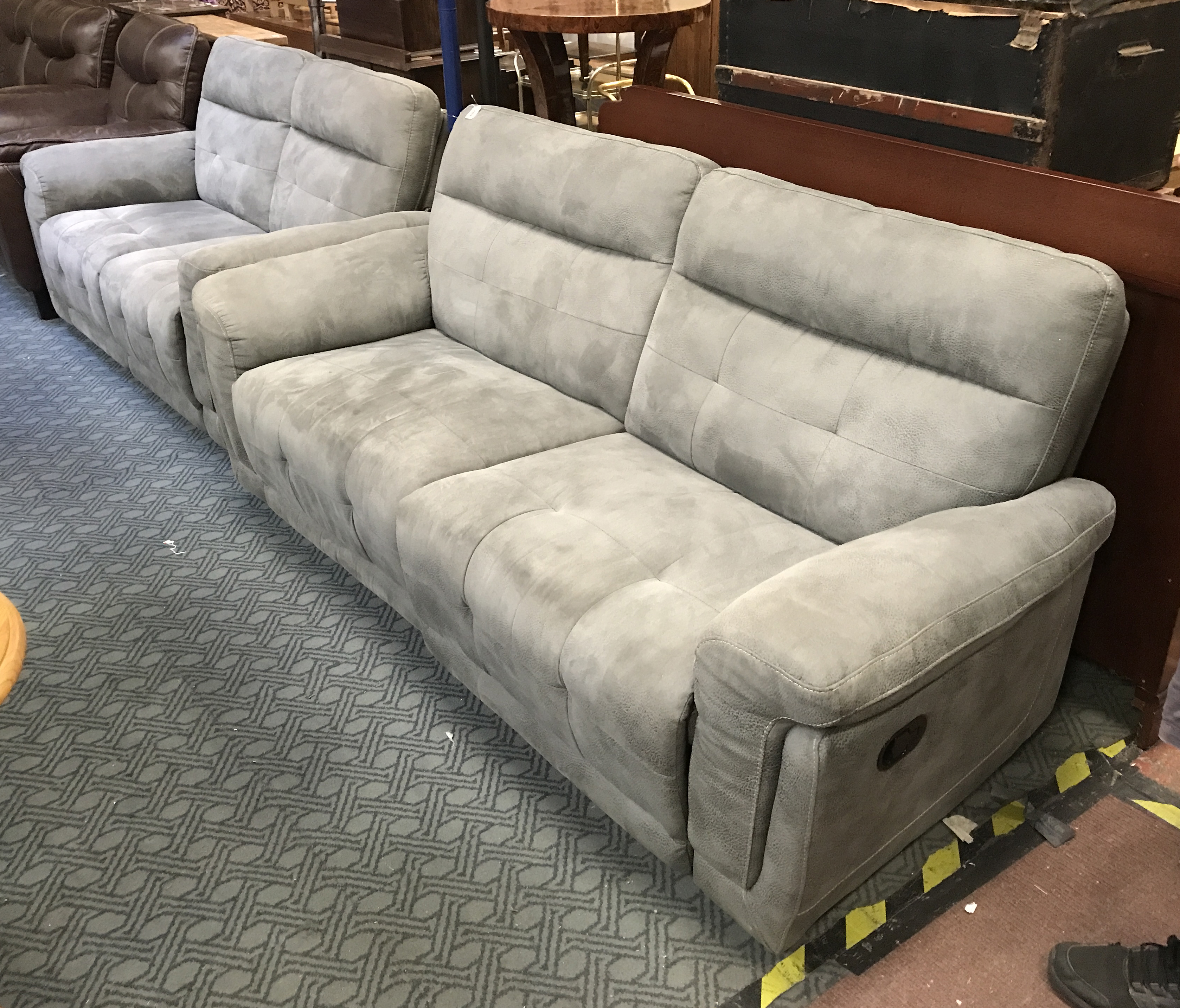 SCS POPPE 3 SEATER & 2 SEATER RECLINER GREY DISON