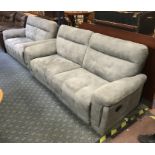 SCS POPPE 3 SEATER & 2 SEATER RECLINER GREY DISON