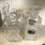 5 DECANTERS (1 H/M SILVER COLLAR)