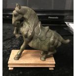 CAST IRON TANG HORSE ON BASE