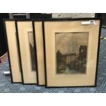 4 EARLY PRINTS - BRIDGES - SIGNED C.FITZGERALD - 32CMS X 23CMS