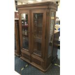 6FT 6IN MAHOGANY DISPLAY CABINET WITH DRAWERS