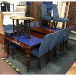 FRANK HUDSON & SON FROM HARRODS MAHOGANY DINING TABLE & 3 LEAVES WITH CHAIRS 12FT 6 X 4FT