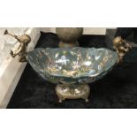 BRONZE & PORCELAIN CHERUB BOWL 30CMS