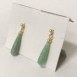 14K GILT SILVER JADE TEAR DROP EARRING