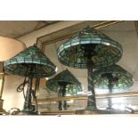 PAIR GREEN DRAGONFLY TIFFANY STYLE LAMPS