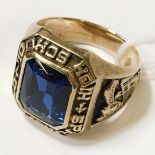 GOLD BLUE STONE RING SIZE P