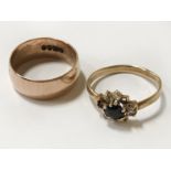 TWO 9CT GOLD RINGS - 6.3 GRAMS