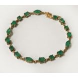 9CT GOLD BRACELET WITH EMERALD - 6 GRAMS