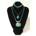 STERLING SILVER ZUNI TURQUOISE JEWELLERY