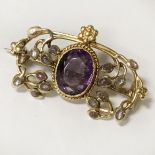 15 CT. GOLD LIBERTY WILLIAM H HASELER AMETHYST BROOCH