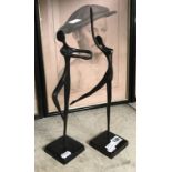 PAIR ART DECO STYLE METAL FIGURES 33CMS (H)