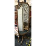 OAK FRAMED MIRROR ON POLE STAND