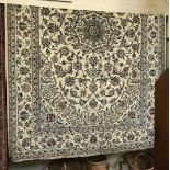 CENTRAL PERSIAN PART SILK NAIN CARPET 292CM X 73CM