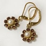 SWAROVSKI PEARL EARRINGS - 14K GILT SILVER