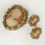 CAMEO BROOCH & EARRING SET