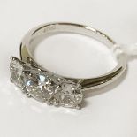 APPROX 1.65CT OLD CUT DIAMOND & PLATINUM TRILOGY RING SIZE L