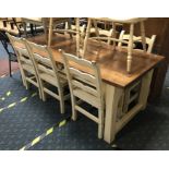 PINE DINING TABLE 6 DINING CHAIRS