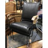 PAIR BLACK LEATHER COCKTAIL CHAIRS