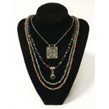 QTY VINTAGE NECKLACES - SOME GEMSTONE