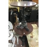 PAIR OF CAST IRON BASED PUB TABLES