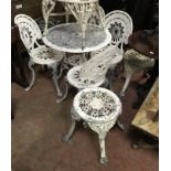 METAL GARDEN TABLE - 4 CHAIRS & 2 STOOLS