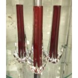 SET OF 3 WHITEFRIARS GEOFFREY BAXTER RUBY GLASS STEM VASES EACH 24CMS (H)
