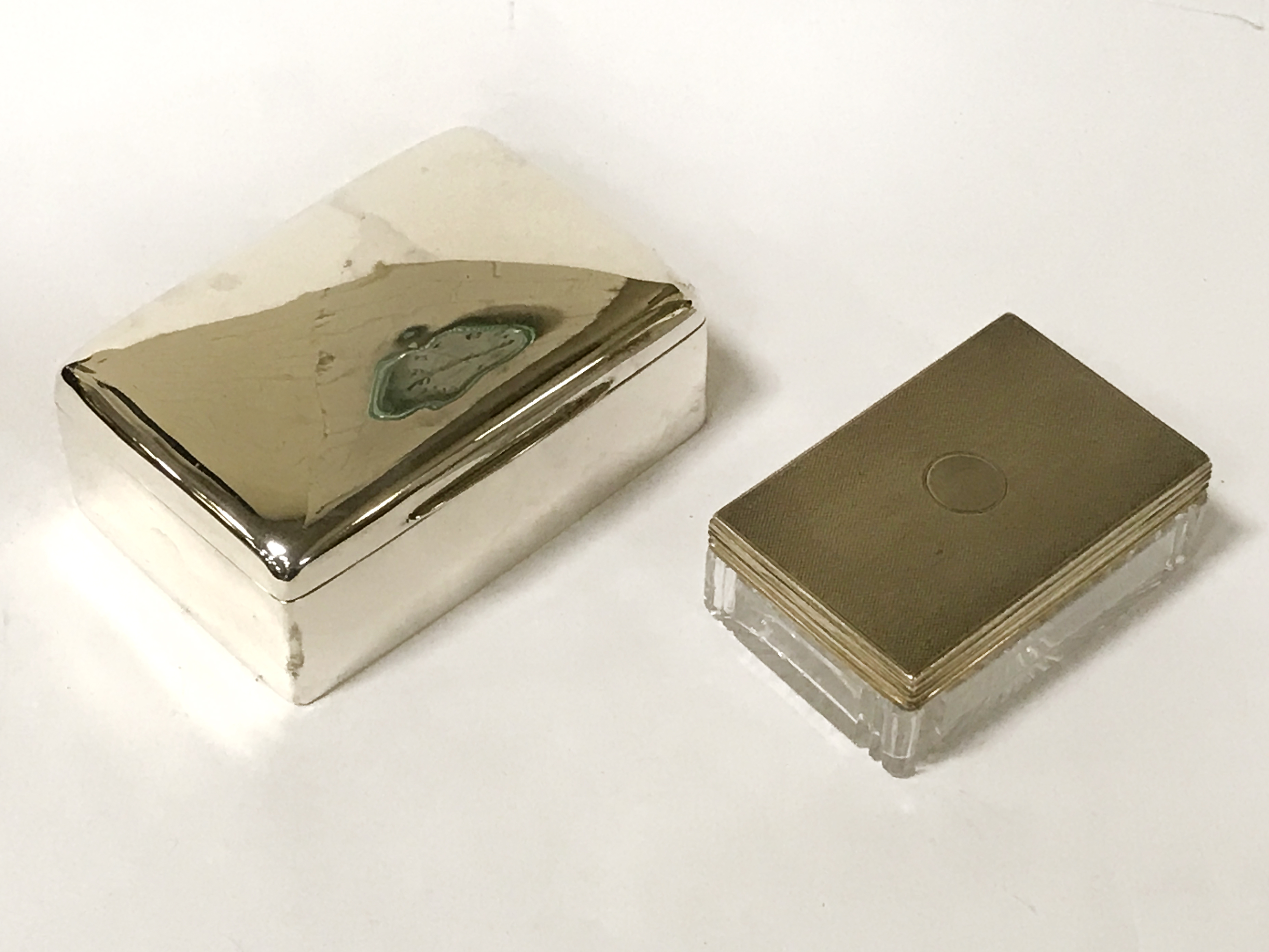 HM SILVER CIGARETTE BOX & H/M SILVER DISH