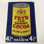 FRYS COCOA ENAMEL SIGN BY GARNIER