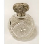 HM SILVER TOPPED SCENT BOTTLE 14CMS (H)