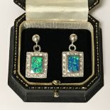 STERLING SILVER TOPAZ & OPAL STUD EARRINGS