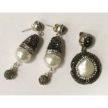 STERLING SILVER PEARL & PAVE CRYSTAL STATEMENT SET