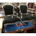 PAIR BLACK VELVET ARMCHAIRS