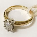 18CT GOLD SINGLE DIAMOND RING - APPROX 0.40CT - SIZE I