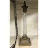 SWIRL GLASS & BRONZE CORINTHIAN COLUMN LAMP 53CMS (H)