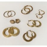 COLLECTION OF 9CT GOLD EARRINGS 18 GRAMS