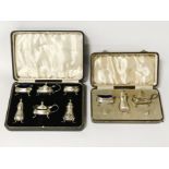 2 CASED H/M SILVER CONDIMENT SETS