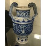 EARLY BLUE SALT GLAZED VASE (POSSIBLY TIN GLAZE) 26CMS (H)