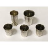 FIVE RUSSIAN SILVER (84) KIDDISH CUPS